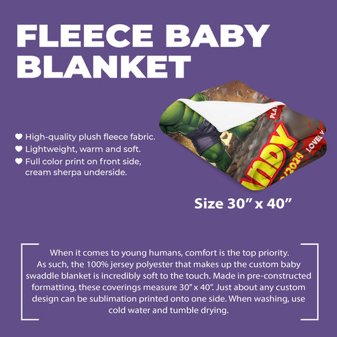 Personalized Baby Hulk Blanket – Custom Name & Date – Superhero Fleece Blanket Gift